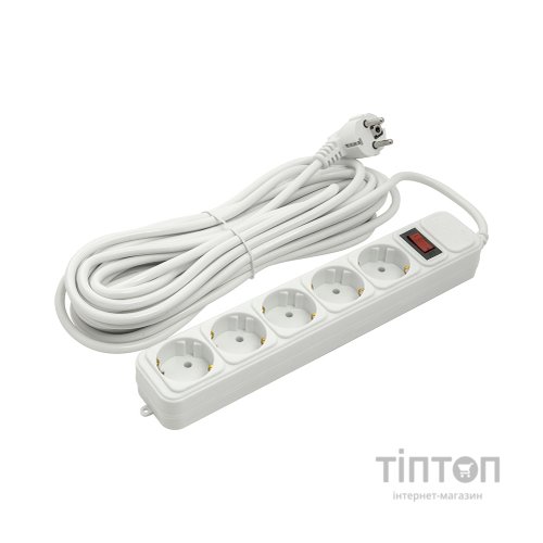 Мережевий фільтр живлення PowerPlant 10 м, 5 розеток (JY-1056/10) (PPSA10M100S5)