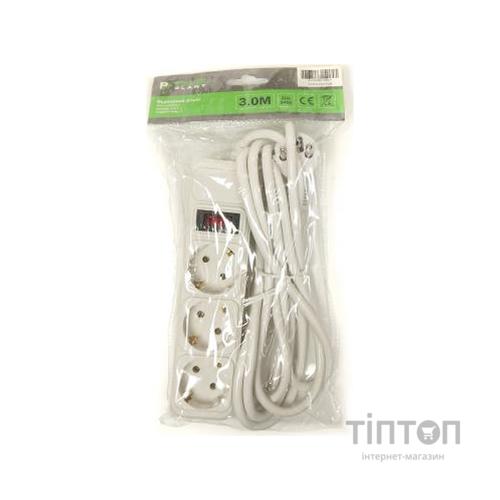 Мережевий фільтр живлення PowerPlant 3 м, 3 розетки, евростандарт (JY-1054/3) (PPSA10M30S3)