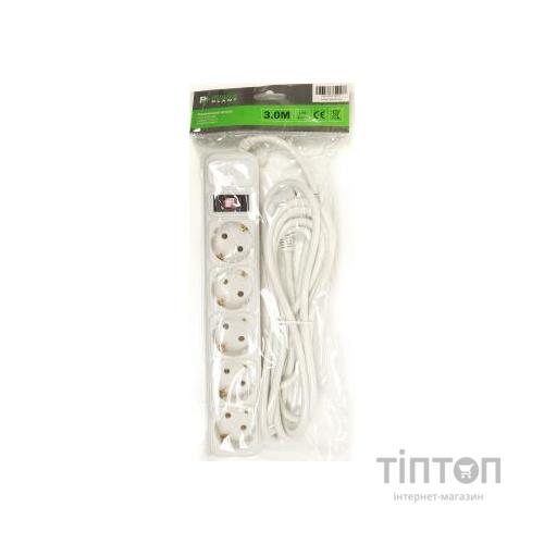 Мережевий фільтр живлення PowerPlant 3 м, 5 розеток, евростандарт (JY-1056/3) (PPSA10M30S5)