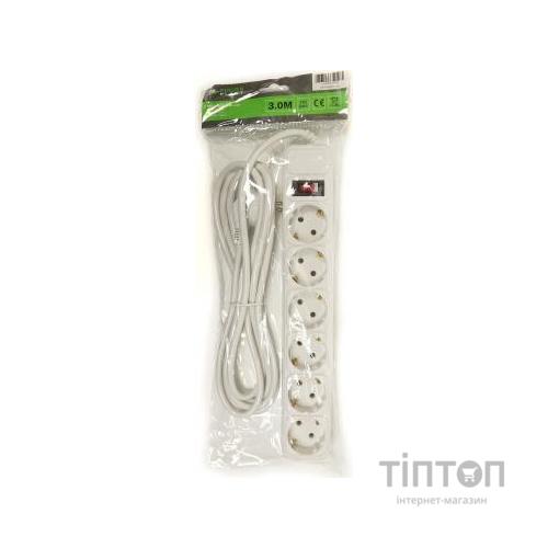 Мережевий фільтр живлення PowerPlant 3 м, 6 розеток, евростандарт (JY-1057/3) (PPSA10M30S6)