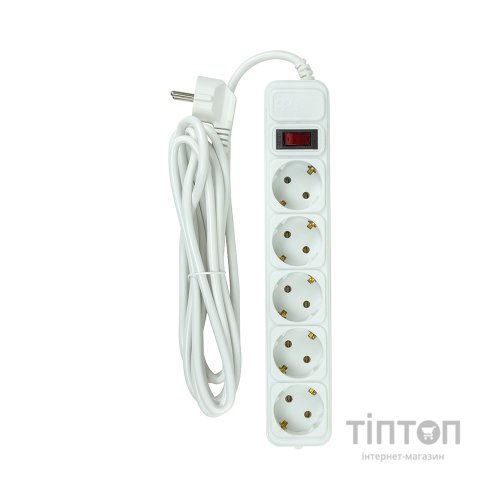 Мережевий фільтр живлення PowerPlant 3м, 5 розеток, євро, 100% мідь (JY-1056/3B) (EX610570)