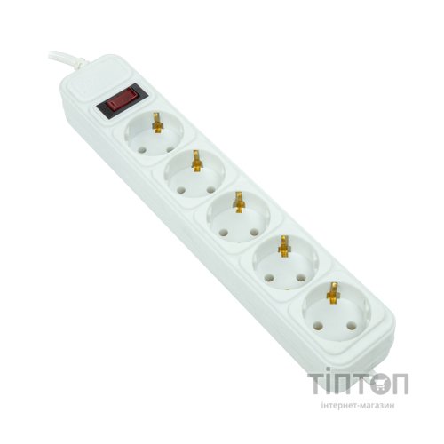 Мережевий фільтр живлення PowerPlant 5м, 5 розеток, євро, 100% мідь (JY-1056/5B) (EX610587)
