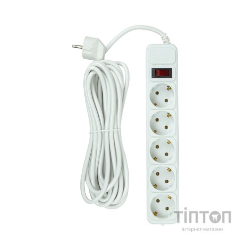Мережевий фільтр живлення PowerPlant 5м, 5 розеток, євро, 100% мідь (JY-1056/5B) (EX610587)