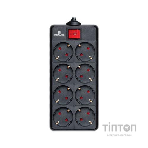 Мережевий фільтр живлення REAL-EL REAL-EL RS-8 PROTECT, 1.8m, black (EL122300021)