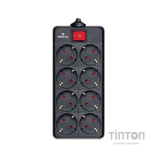 Мережевий фільтр живлення REAL-EL REAL-EL RS-8 PROTECT, 3m, black (EL122300022)