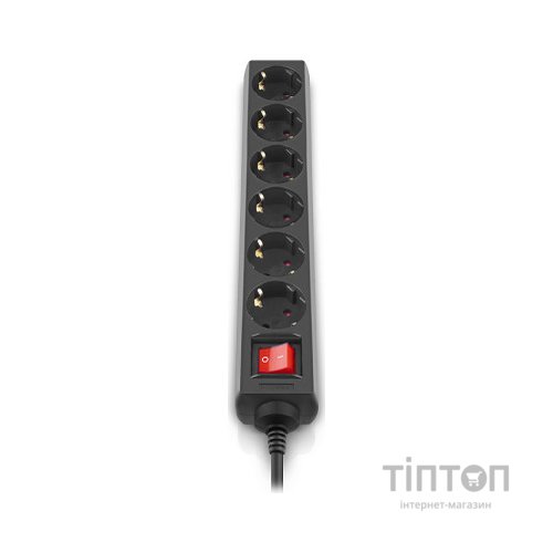 Мережевий фільтр живлення REAL-EL RS-6 Protect M 1.8m, black (EL122300032)