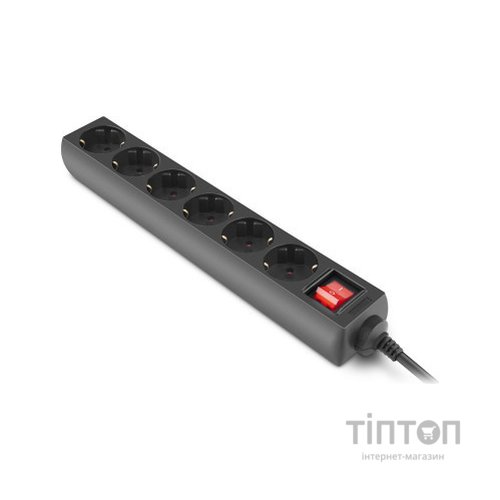 Мережевий фільтр живлення REAL-EL RS-6 Protect M 1.8m, black (EL122300032)