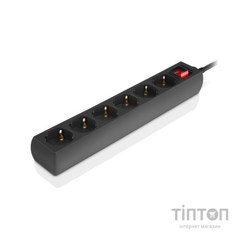 Мережевий фільтр живлення REAL-EL RS-6 Protect M 1.8m, black (EL122300032)