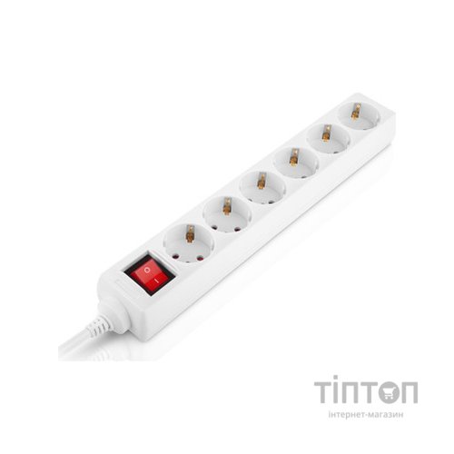 Мережевий фільтр живлення REAL-EL RS-6 Protect M 1.8m, white (EL122300031)