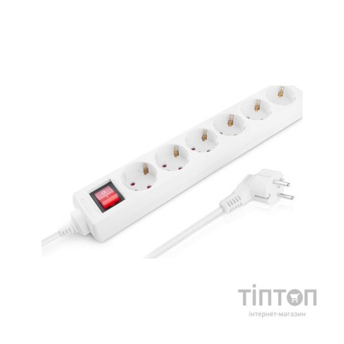 Мережевий фільтр живлення REAL-EL RS-6 Protect M 3m, white (EL122300033)