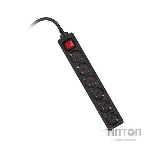 Мережевий фільтр живлення REAL-EL RS-6 Protect M 5m, black (EL122300036)