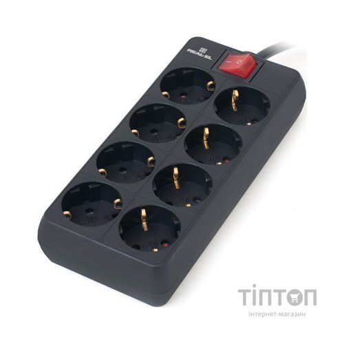 Мережевий фільтр живлення REAL-EL RS-8 Protect 5m, black (EL122300024)