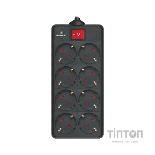 Мережевий фільтр живлення REAL-EL RS-8 Protect 5m, black (EL122300024)