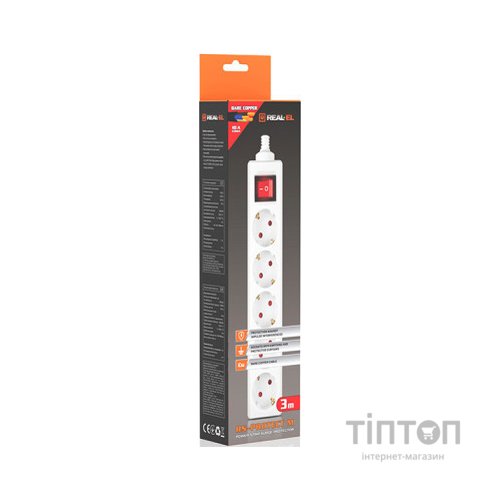 Мережевий фільтр живлення REAL-EL RS-Protect M 3m, white (EL122300027)