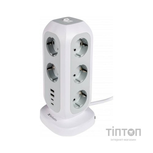 Мережевий фільтр живлення Verbatim 11 розеток, 2 x USB-C та 2 x USB-A (49547)