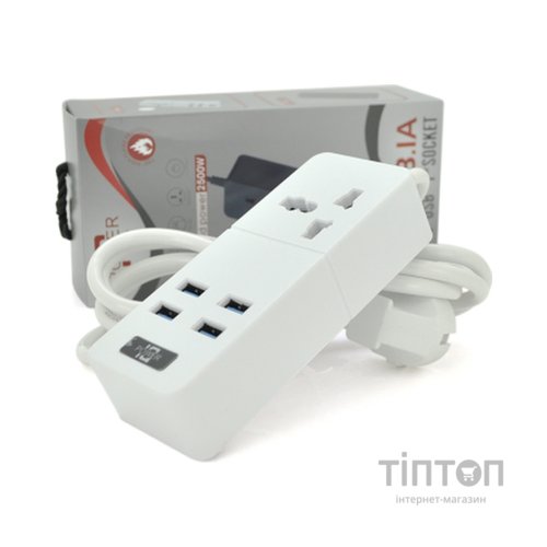 Мережевий фільтр живлення Voltronic TВ-Т06, 1роз, 4*USB White (ТВ-Т06-White)