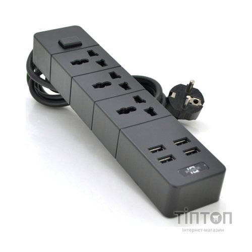 Мережевий фільтр живлення Voltronic TВ-Т08, 3роз, 4*USB Black (ТВ-Т08-Black)