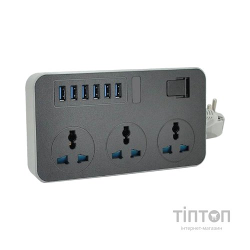 Мережевий фільтр живлення Voltronic TВ-Т09, 3роз, 6*USB Black (ТВ-Т09-Black)