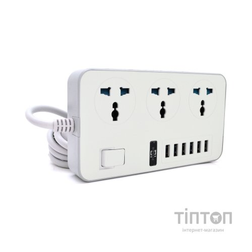 Мережевий фільтр живлення Voltronic TВ-Т09, 3роз, 6*USB White (ТВ-Т09-White)
