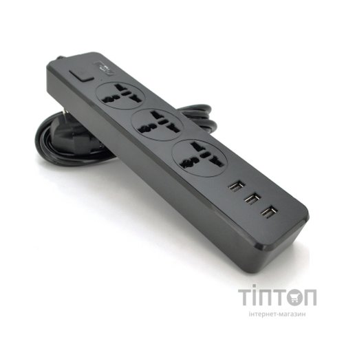 Мережевий фільтр живлення Voltronic TВ-Т13, 3роз, 3*USB Black (ТВ-Т13-Black)