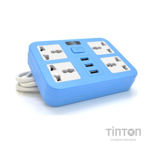 Мережевий фільтр живлення Voltronic TВ-Т15, 4роз, 3*USB Blue (ТВ-Т15-Blue)