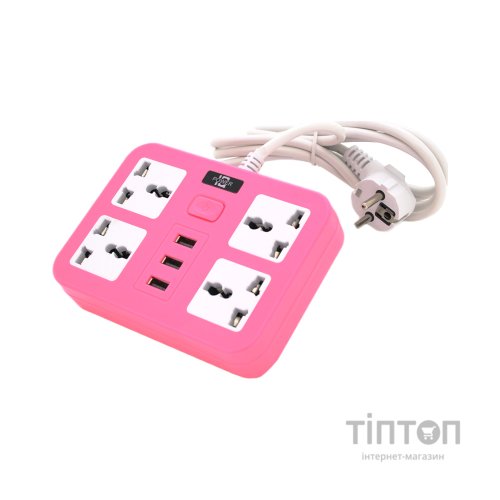 Мережевий фільтр живлення Voltronic TВ-Т15, 4роз, 3*USB Pink (ТВ-Т15-Pink)