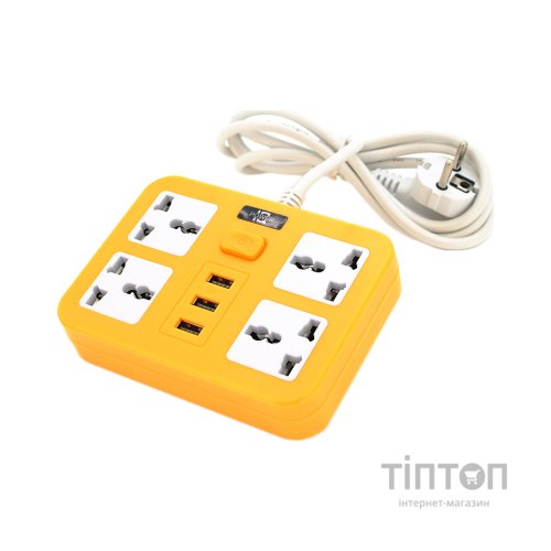 Мережевий фільтр живлення Voltronic TВ-Т15, 4роз, 3*USB Yellow (ТВ-Т15-Yellow)