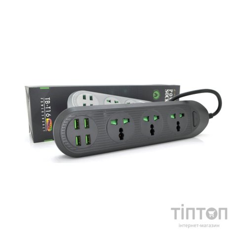 Мережевий фільтр живлення Voltronic TВ-Т16mini, 3роз, 4*USB Black (ТВ-Т16mini-Black)