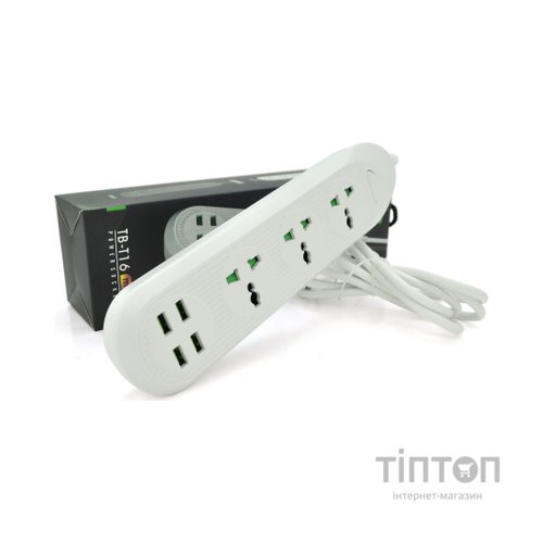 Мережевий фільтр живлення Voltronic TВ-Т16mini, 3роз, 4*USB White (ТВ-Т16mini-White)