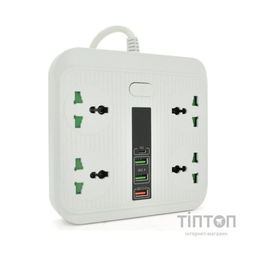 Мережевий фільтр живлення Voltronic TВ-Т18, 4роз, 2*USB+PD White (OS-Т18-White)