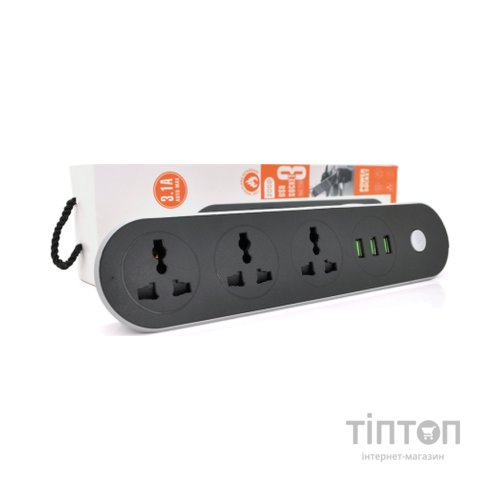 Мережевий фільтр живлення Voltronic TВ-Т56, 3роз, 3*USB Black (ТВ-Т56-Black)