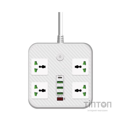 Мережевий фільтр живлення Voltronic TВ-Т90, 4роз, 3*USB White (ТВ-Т90-White)