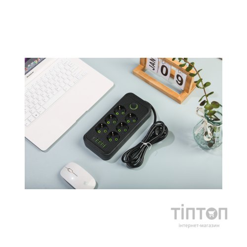 Мережевий фільтр живлення XoKo XК-SP6-4-1-BK