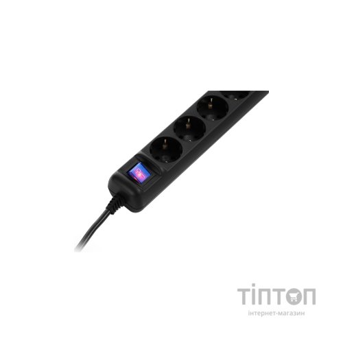 Мережевий подовжувач 2E 5XSchuko з вимикачем, 5м, black (2E-U05ES15M5BK)