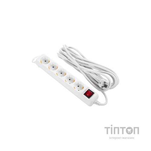 Мережевий подовжувач 2E 5XSchuko з вимикачем,5м, white (2E-U05ES15M5)