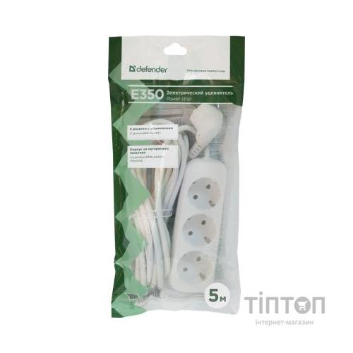 Мережевий подовжувач Defender E350 5.0 m 3 роз white (99223)