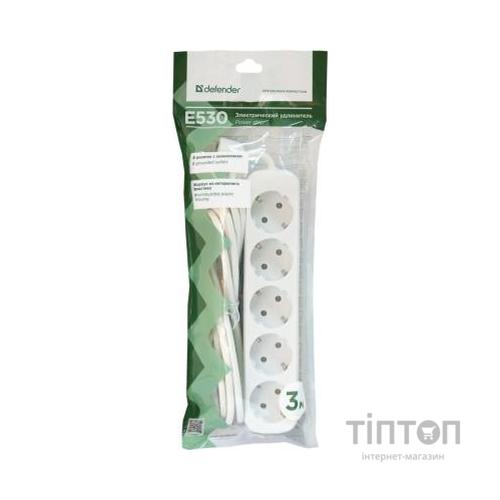 Мережевий подовжувач Defender E530 3.0 m 5 роз white (99230)