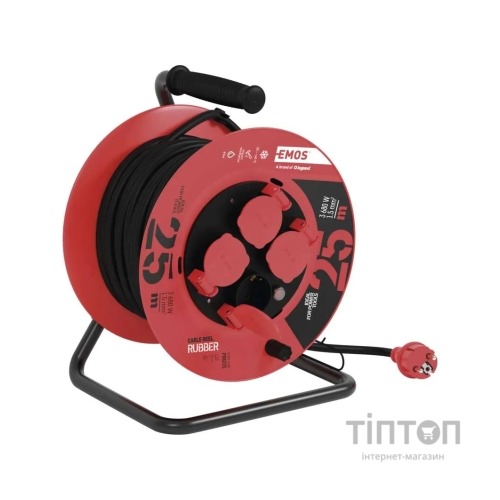 Мережевий подовжувач EMOS катушка 4 роз., 25 м (P08225)