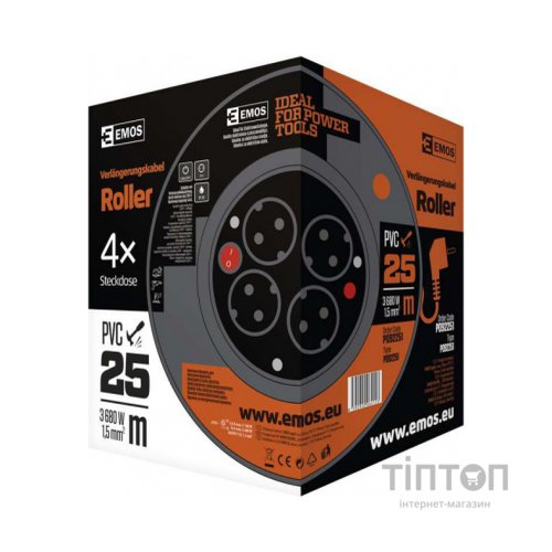Мережевий подовжувач EMOS катушка 4 роз., 25 м (P092251)