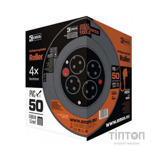 Мережевий подовжувач EMOS катушка 4 роз., 50 м (P092501)