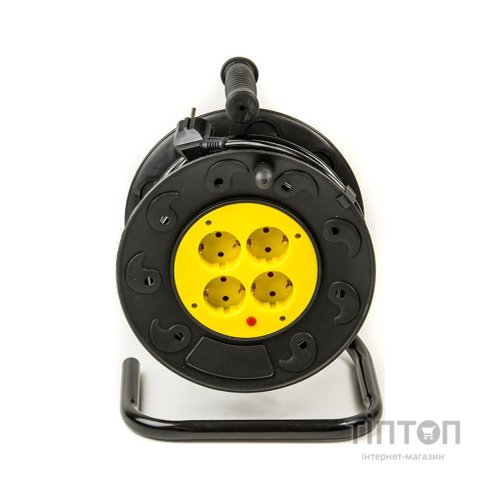 Мережевий подовжувач PowerPlant катушка 20 м, 2x1.0мм2, 8А, 4 розетки (JY-2000/20) (PPRA08M200S4)