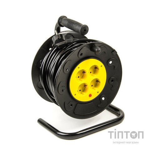 Мережевий подовжувач PowerPlant катушка 40 м, 2x1.0мм2, 8А, 4 розетки (JY-2000/40) (PPRA08M400S4)