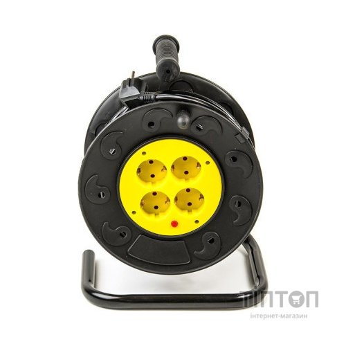 Мережевий подовжувач PowerPlant катушка 40 м, 2x1.0мм2, 8А, 4 розетки (JY-2000/40) (PPRA08M400S4)