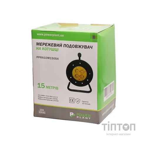 Мережевий подовжувач PowerPlant на катушке 15 м, 4 розетки (JY-2002/15) (PPRA10M150S4)