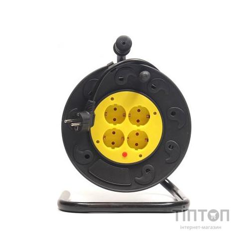 Мережевий подовжувач PowerPlant на катушке 20 м, 4 розетки (JY-2002/20) (PPRA10M200S4)