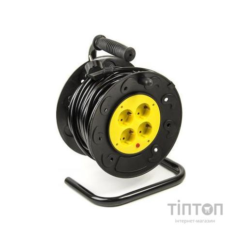 Мережевий подовжувач PowerPlant на катушке 20 м, 4 розетки, морозостойкий (JY-2002/20) (PPRA10M20S4L)