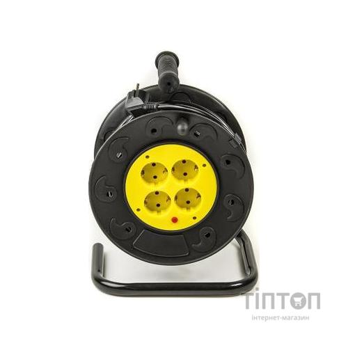 Мережевий подовжувач PowerPlant на катушке 20 м, 4 розетки, морозостойкий (JY-2002/20) (PPRA10M20S4L)