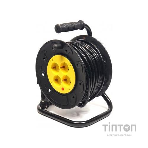 Мережевий подовжувач PowerPlant на катушке 25 м, 4 розетки (JY-2002/25) (PPRA10M250S4)