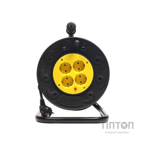 Мережевий подовжувач PowerPlant на катушке 25 м, 4 розетки (JY-2002/25) (PPRA10M250S4)