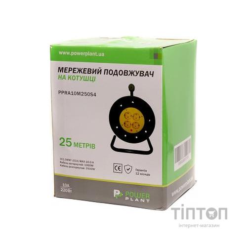 Мережевий подовжувач PowerPlant на катушке 25 м, 4 розетки (JY-2002/25) (PPRA10M250S4)